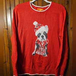Red Dog with Santa Hat Christmas Sweater